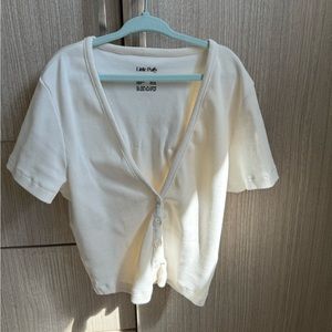 Little Puffy Cream Button Down Top